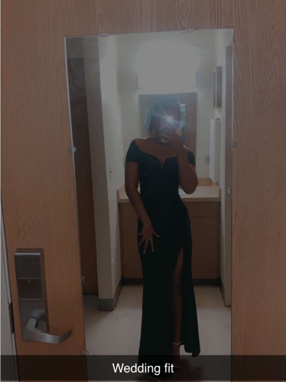 SHEIN Black Off-Shoulder Slit Evening Gown